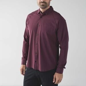 LULULEMON Voyage Long Sleeve Buttondown Wee Stripe Black Cherry Prep Red {3X35}